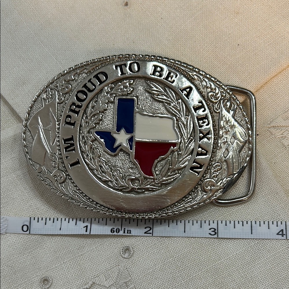 Silver Texas Flag Belt Buckle